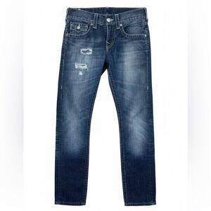 True Religion “Skinny” With Flap Jeans With Distressing And Patches Size 28 EUC!